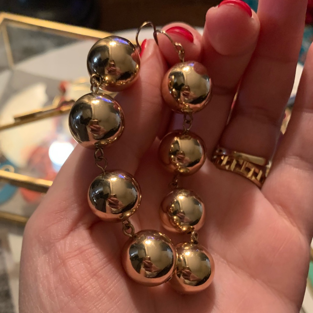 Anthropologie Gold Ball Dangles